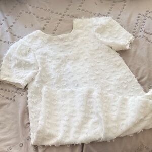 Textured White Short Sleeve dress